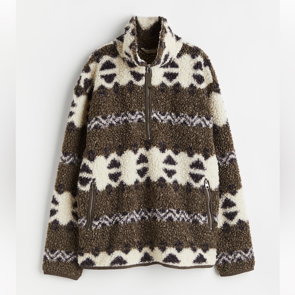 H&M half-zip teddy popover